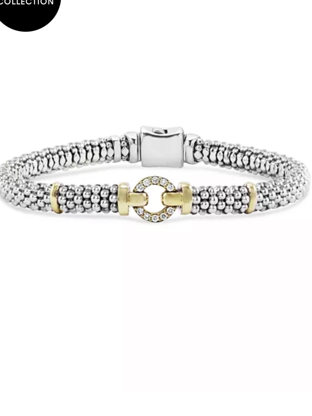 LAGOS Two-Tone Silver and Gold Caviar Rope Bracelet with Diamond Circle Accent